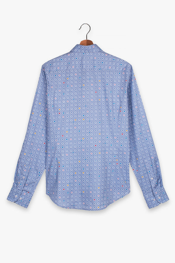 Camisa Hombre Firenze Sport Popelin Azul Claro Blanco
