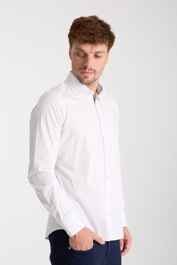 Firenze Sport Poplin Stretch Man Shirt White