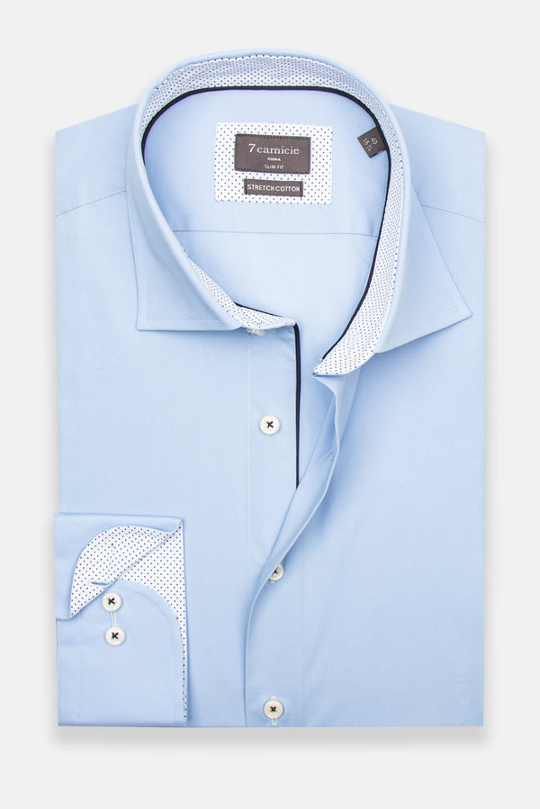 Chemise Homme Firenze Sport Popelin Stretch Bleu clair