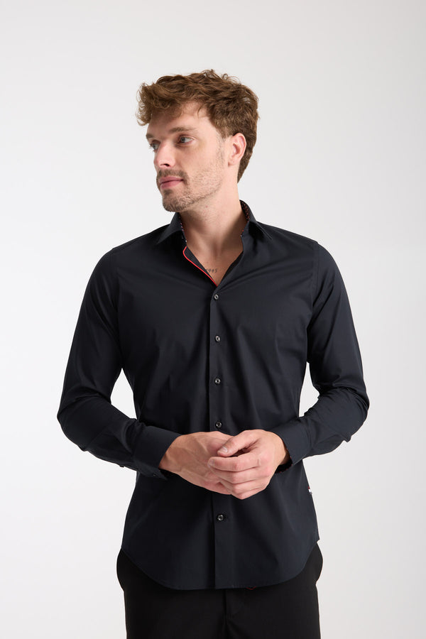Firenze Sport Poplin Stretch Man Shirt Black