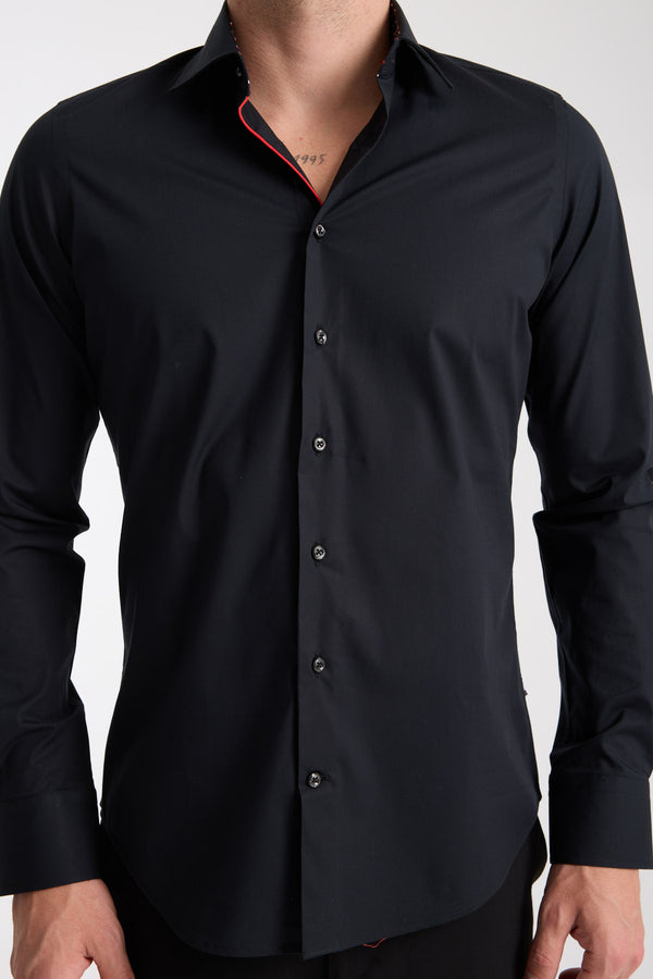 Firenze Sport Poplin Stretch Man Shirt Black