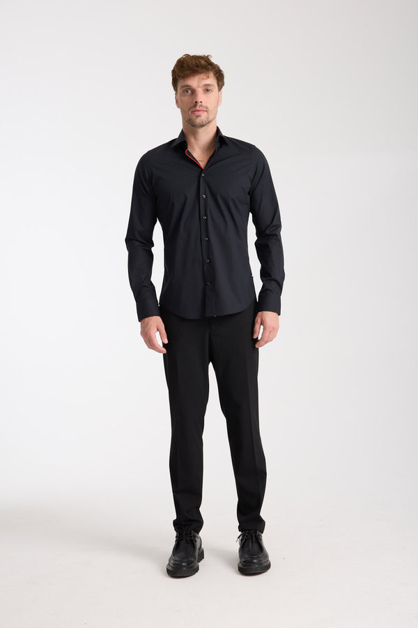 Firenze Sport Poplin Stretch Man Shirt Black