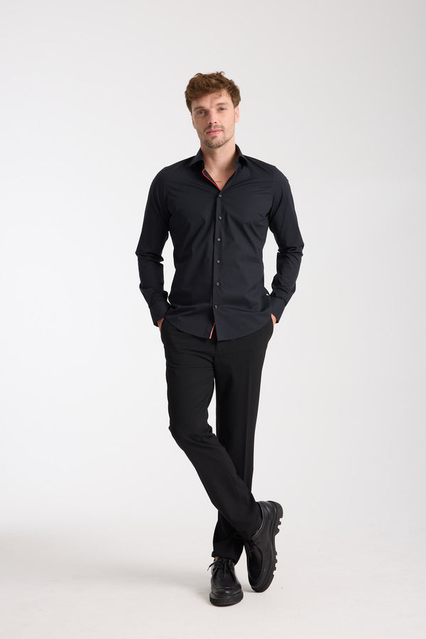 Firenze Sport Poplin Stretch Man Shirt Black