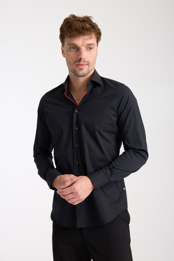 Firenze Sport Poplin Stretch Man Shirt Black