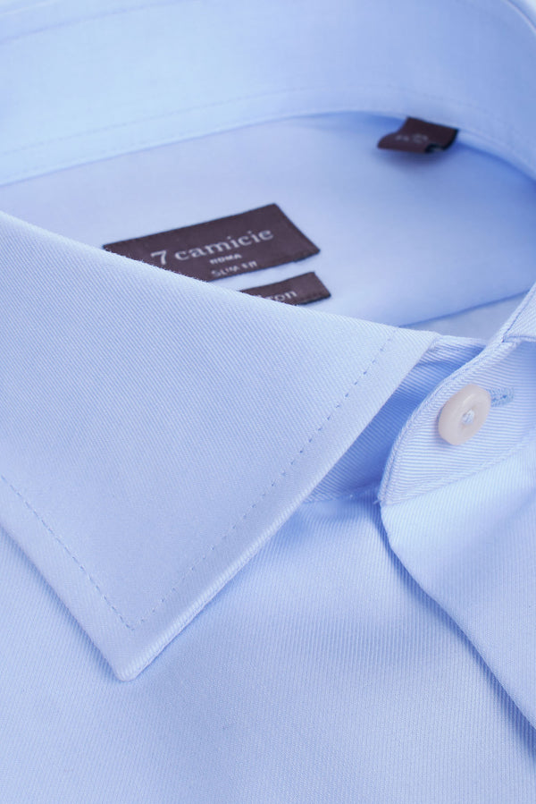 Camicia Uomo Firenze Essential Twill Celeste No Stiro