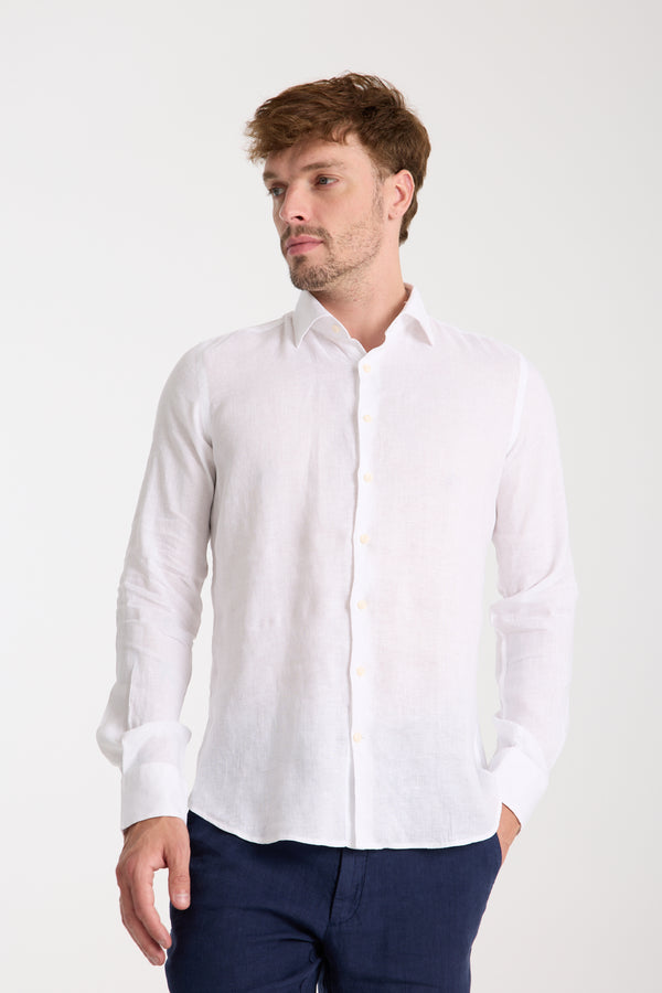 Camisa Hombre Firenze Essential Lino Blanco