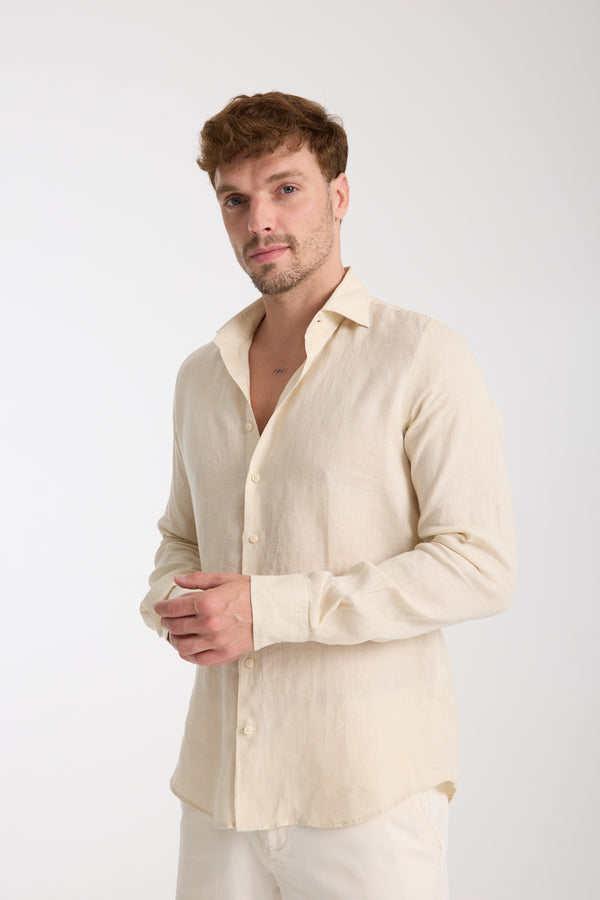 Chemise Homme Firenze Essential Lin Beige