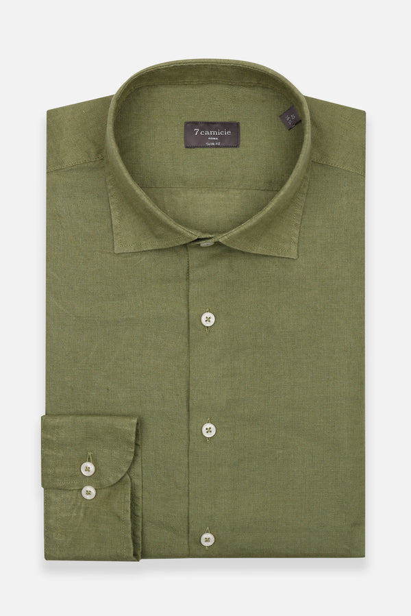 Camisa Hombre Firenze Essential Lino Verde