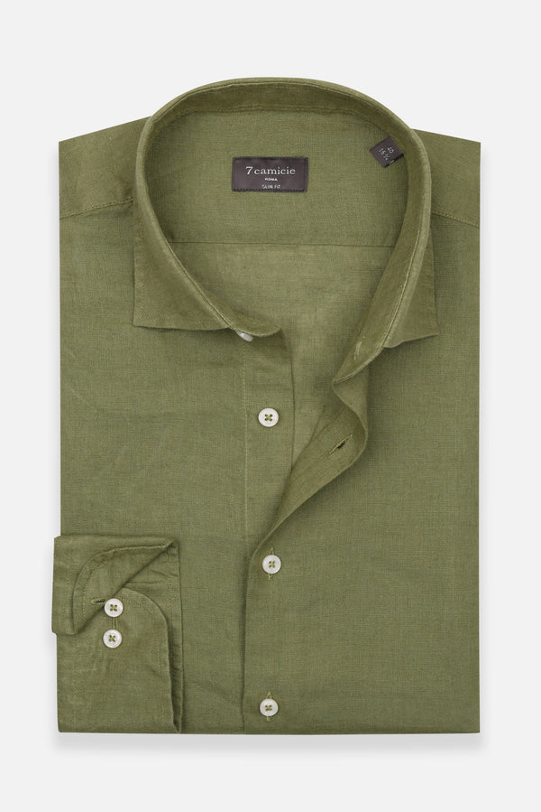 Camisa Hombre Firenze Essential Lino Verde