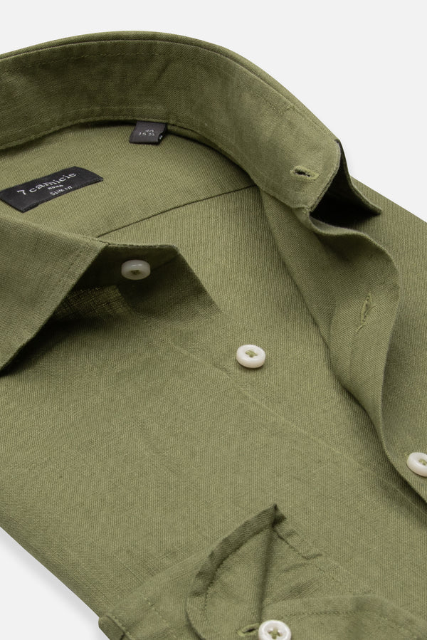 Camisa Hombre Firenze Essential Lino Verde