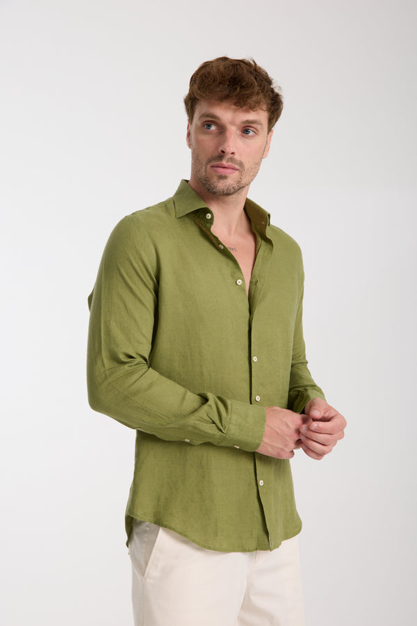 Camisa Hombre Firenze Essential Lino Verde
