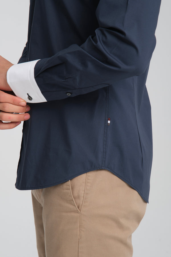 Camicia Uomo Popelin Stretch Blu