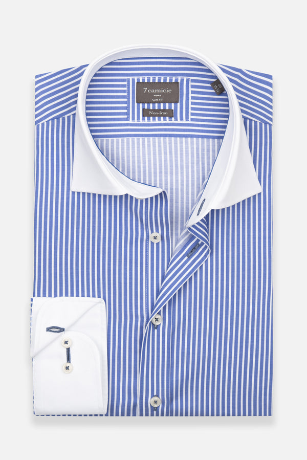 Twill Man Shirt Blue White Non Iron