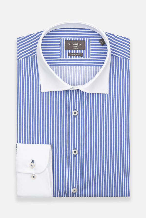 Twill Man Shirt Blue White Non Iron