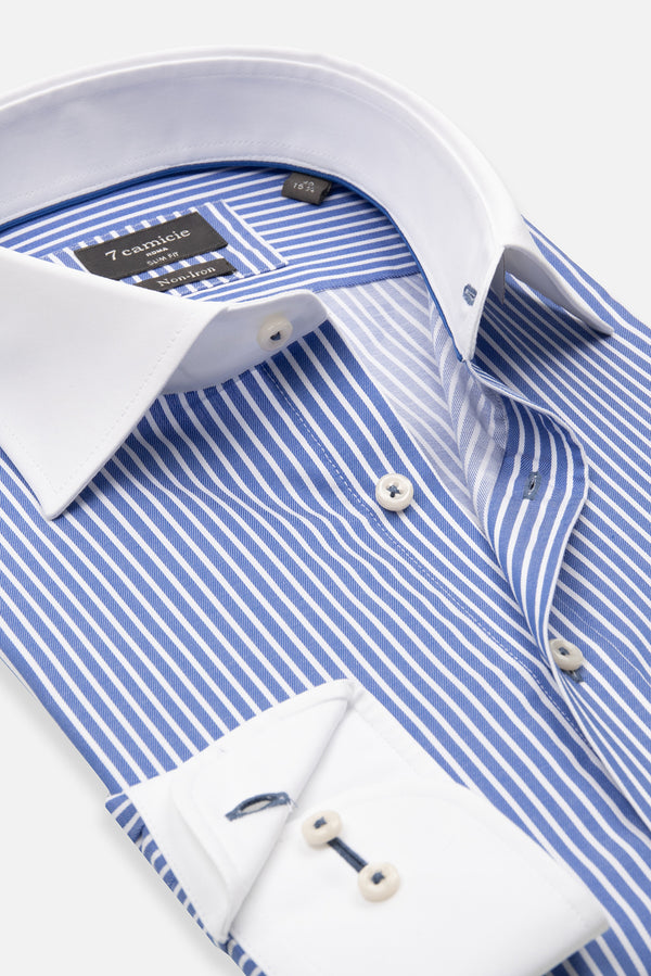 Twill Man Shirt Blue White Non Iron