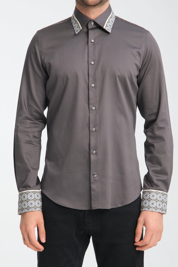 Camisa Hombre Sport Satin Gris