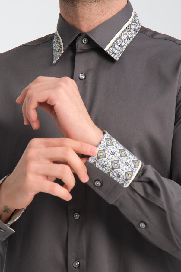 Camisa Hombre Sport Satin Gris