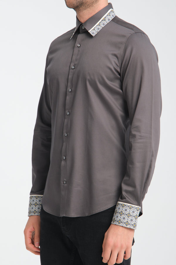 Camisa Hombre Sport Satin Gris