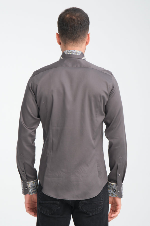 Camisa Hombre Sport Satin Gris