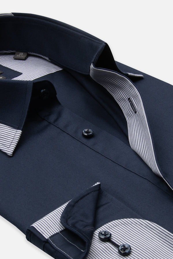 Chemise Homme Sport Satin Bleu