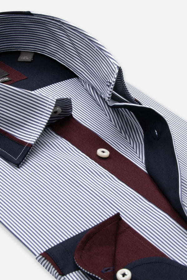 Sport Poplin Stretch Man Shirt White Blue