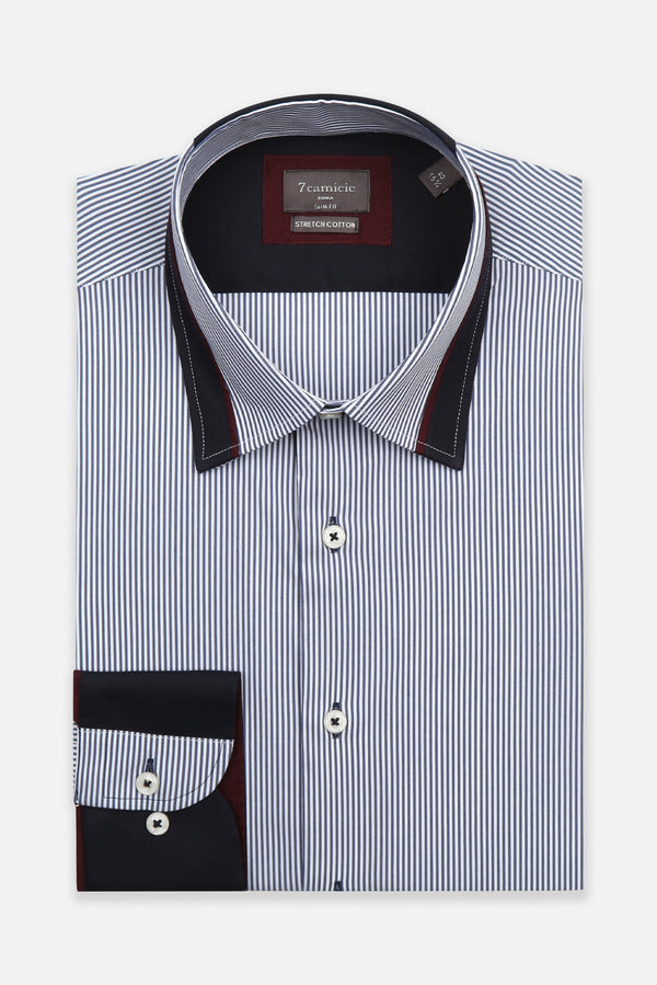Sport Poplin Stretch Man Shirt White Blue