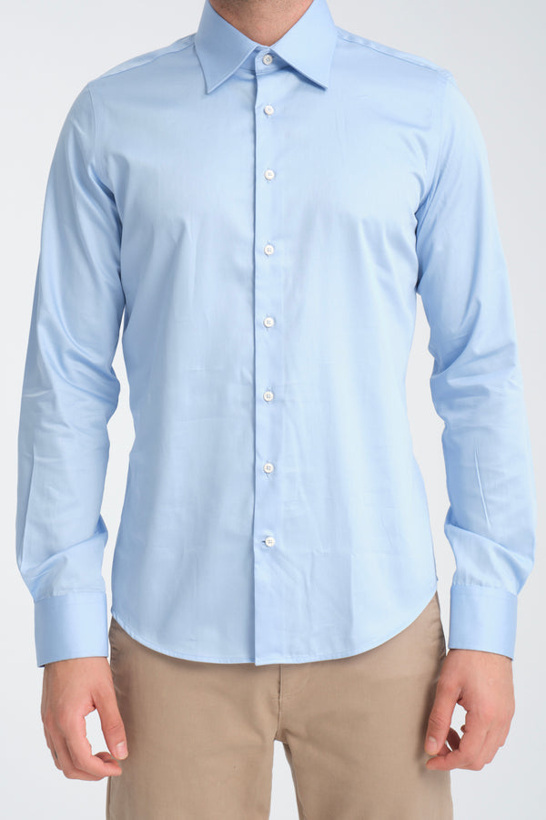 Camisa Hombre Romeo Essential Satin Azul Claro