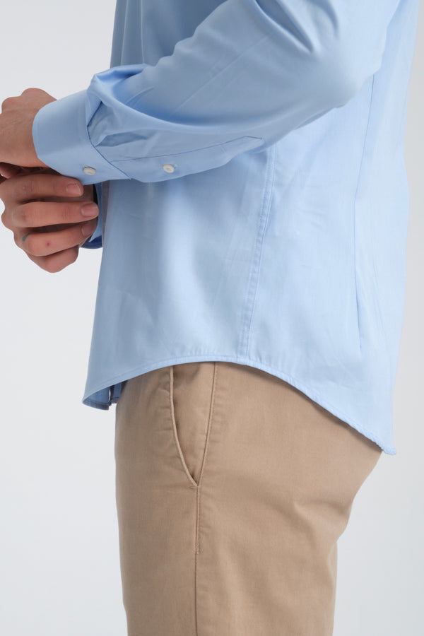 Camisa Hombre Romeo Essential Satin Azul Claro