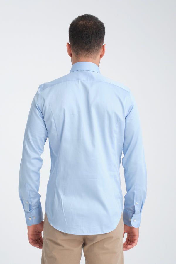 Camisa Hombre Romeo Essential Satin Azul Claro