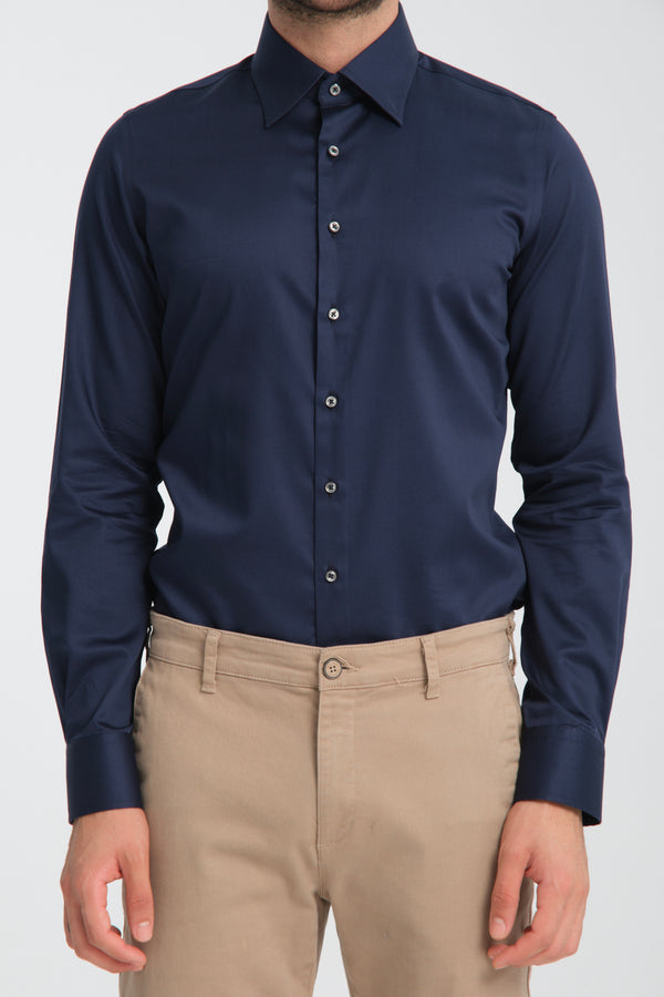 Camicia Uomo Romeo Essential Satin Blu