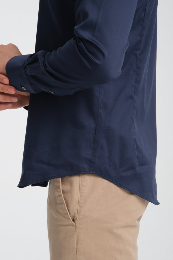Camicia Uomo Romeo Essential Satin Blu