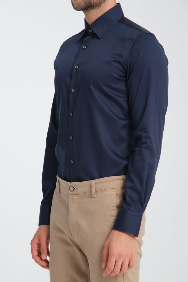 Camicia Uomo Romeo Essential Satin Blu