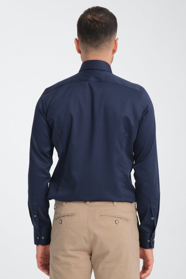 Camicia Uomo Romeo Essential Satin Blu