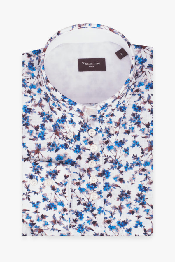 Camicia Donna Silvia Iconic Cotone Bianco Blu