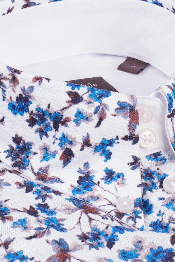 Camicia Donna Silvia Iconic Cotone Bianco Blu
