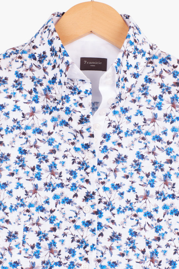 Camicia Donna Silvia Iconic Cotone Bianco Blu