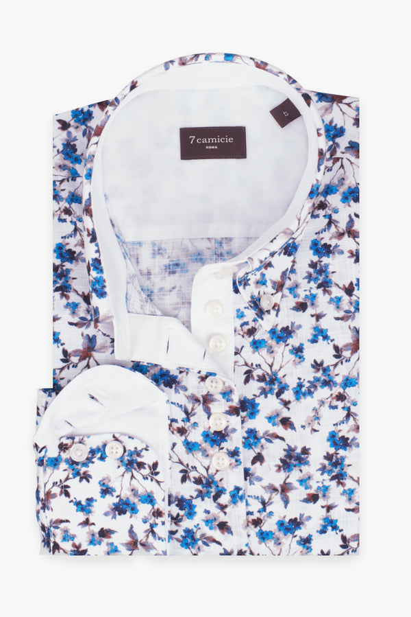 Camicia Donna Silvia Iconic Cotone Bianco Blu