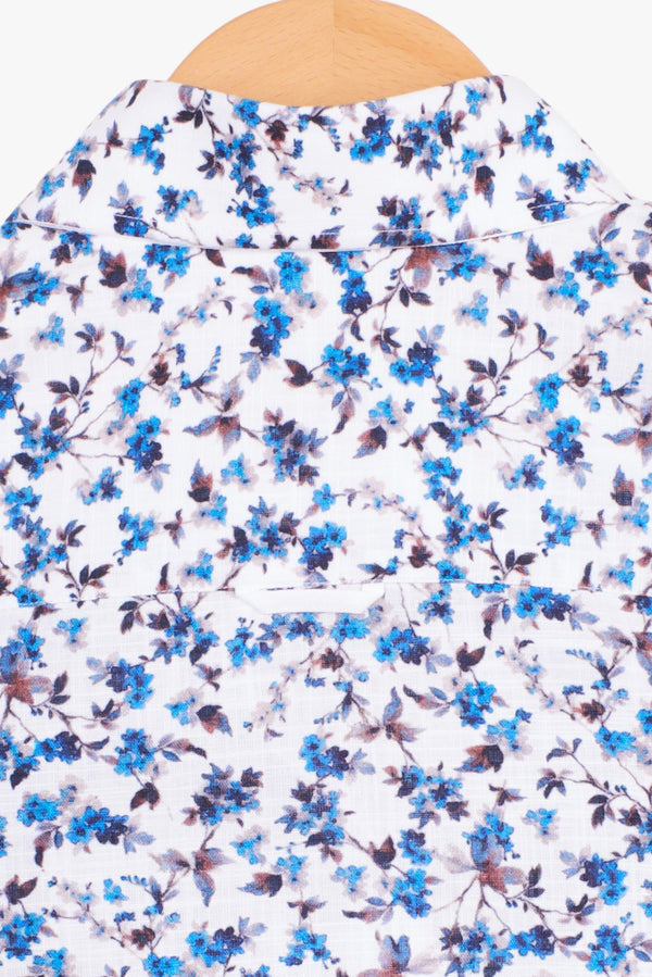 Camicia Donna Silvia Iconic Cotone Bianco Blu