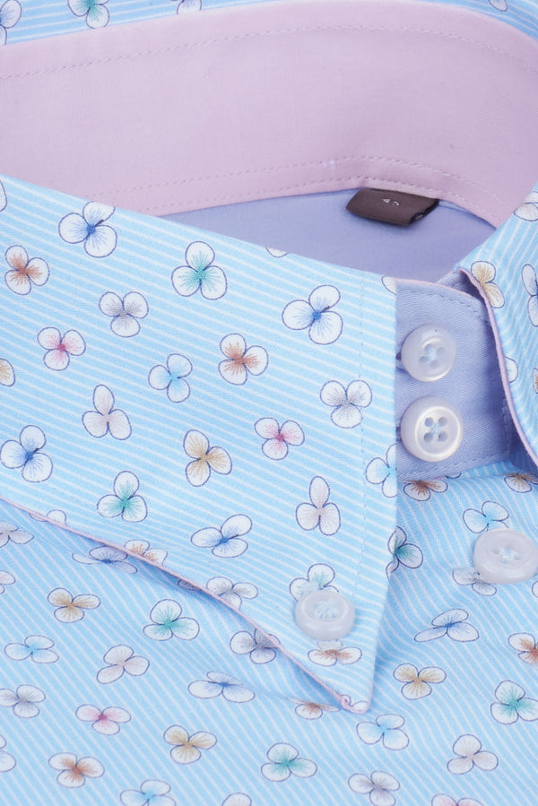 Camicia Donna Silvia Iconic Popelin Celeste Bianco