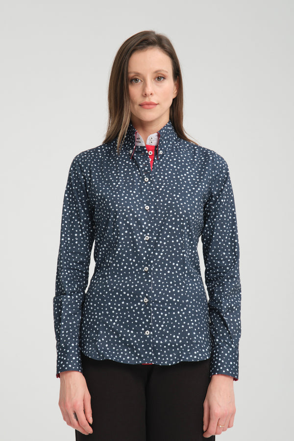 Silvia Iconic Poplin Stretch Women Shirt Blue White