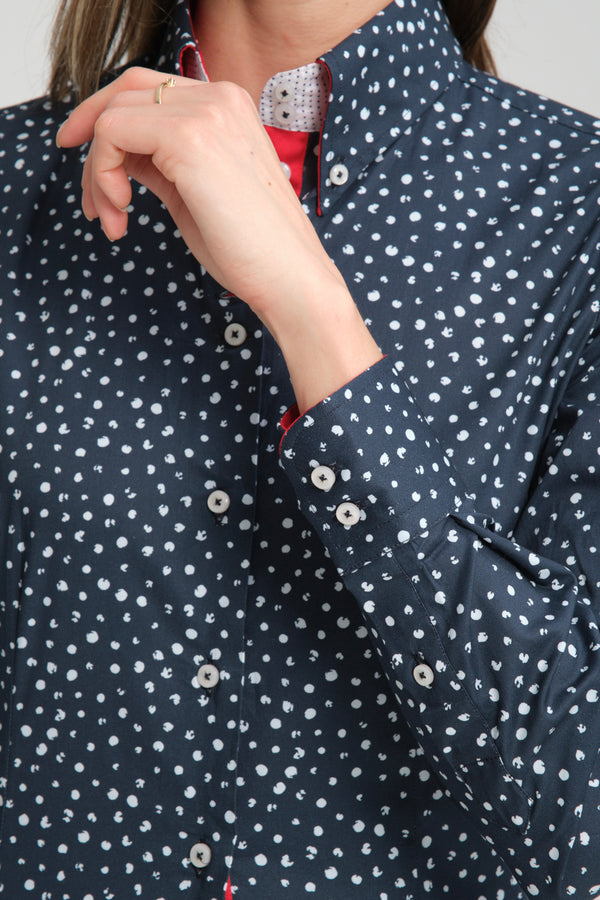 Silvia Iconic Poplin Stretch Women Shirt Blue White