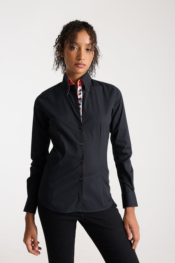 Camisa Mujer Silvia Iconic Popelin Stretch Negro