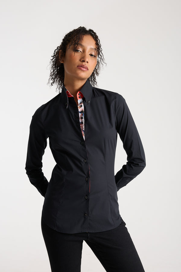 Camisa Mujer Silvia Iconic Popelin Stretch Negro