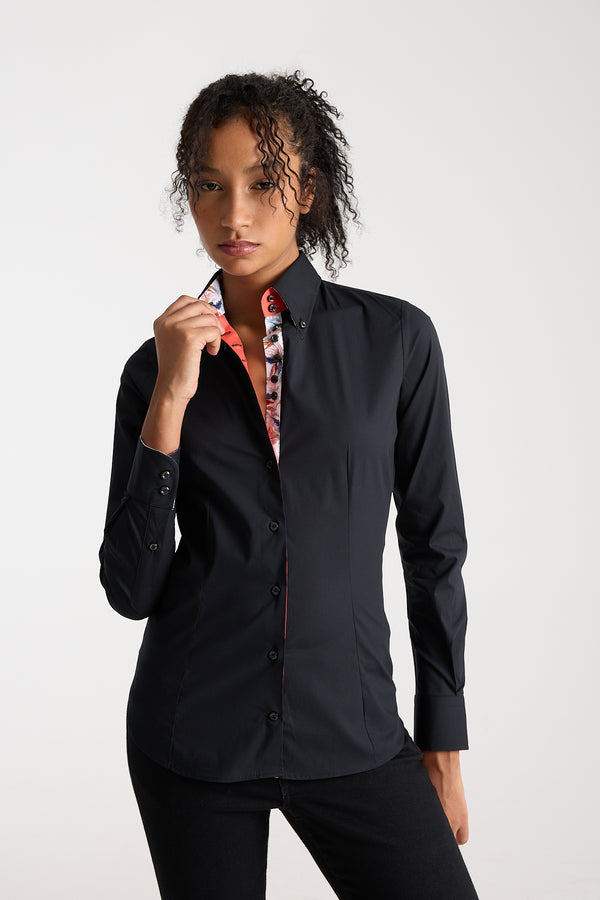 Camisa Mujer Silvia Iconic Popelin Stretch Negro