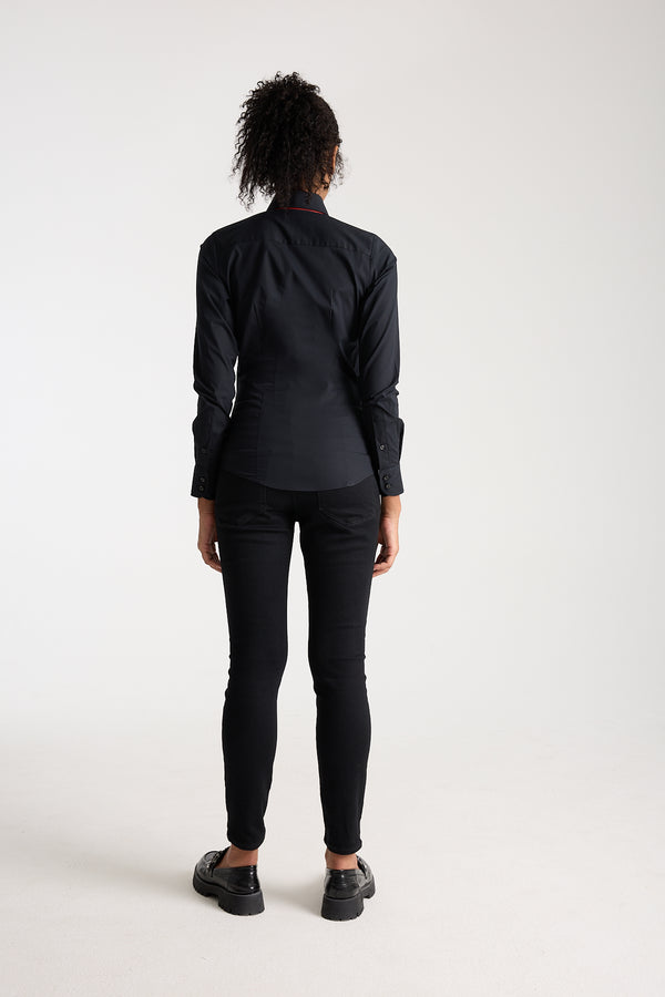 Camisa Mujer Silvia Iconic Popelin Stretch Negro
