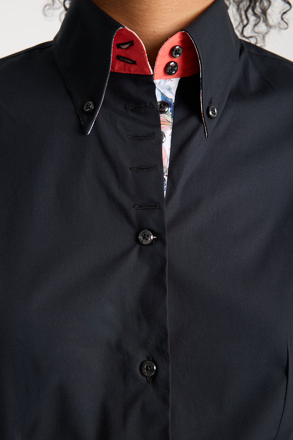 Camisa Mujer Silvia Iconic Popelin Stretch Negro