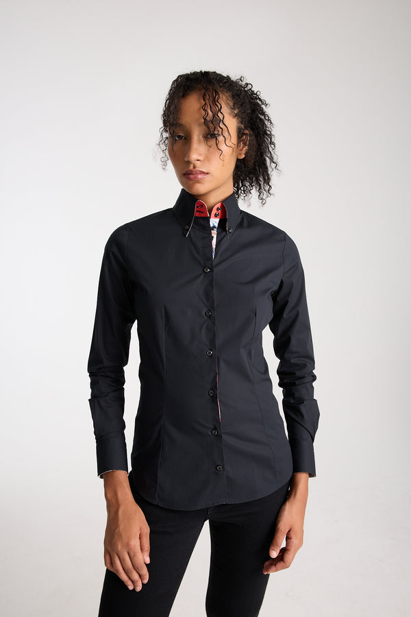 Camisa Mujer Silvia Iconic Popelin Stretch Negro
