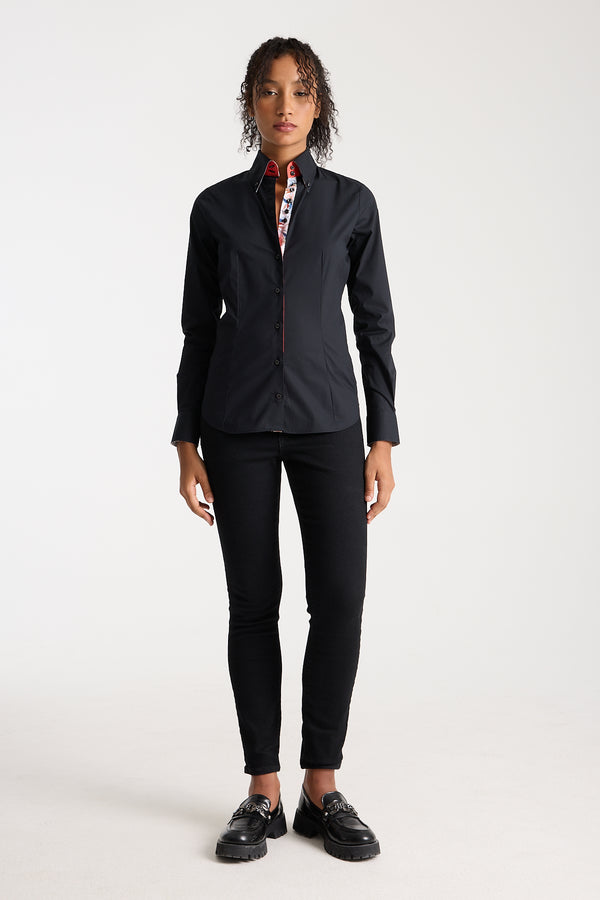 Camisa Mujer Silvia Iconic Popelin Stretch Negro