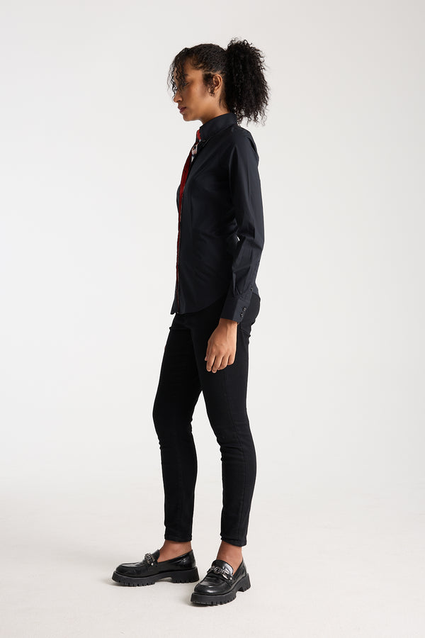 Camisa Mujer Silvia Iconic Popelin Stretch Negro