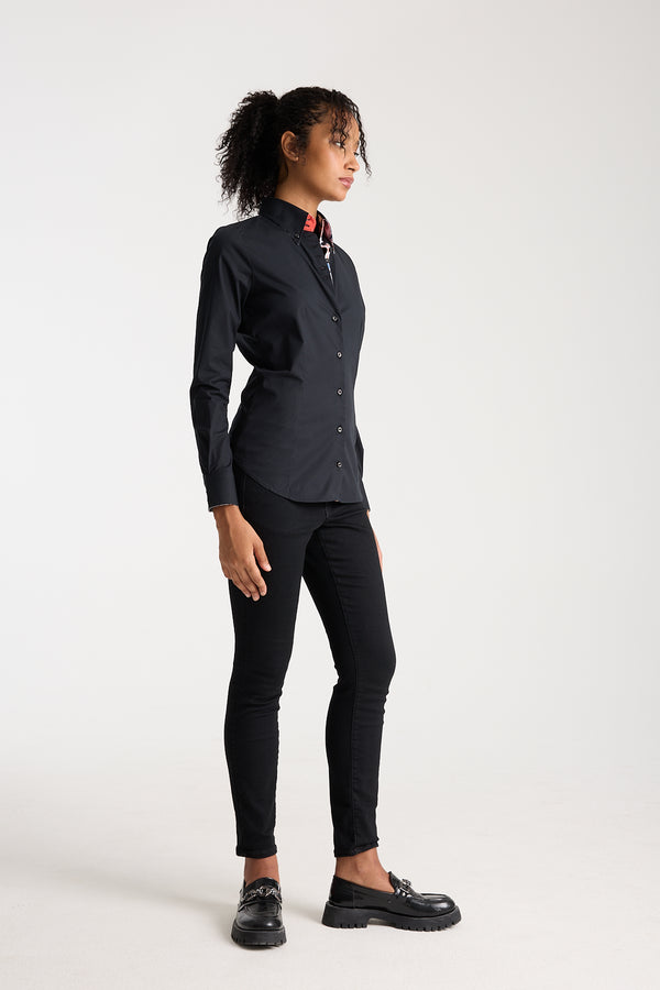 Camisa Mujer Silvia Iconic Popelin Stretch Negro